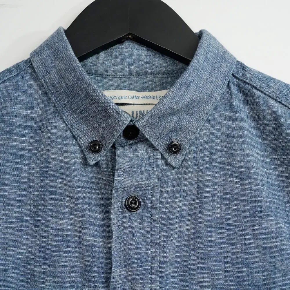 United By Blue Ayres Chambray Shirt Size S Organic Cotton Made in USA